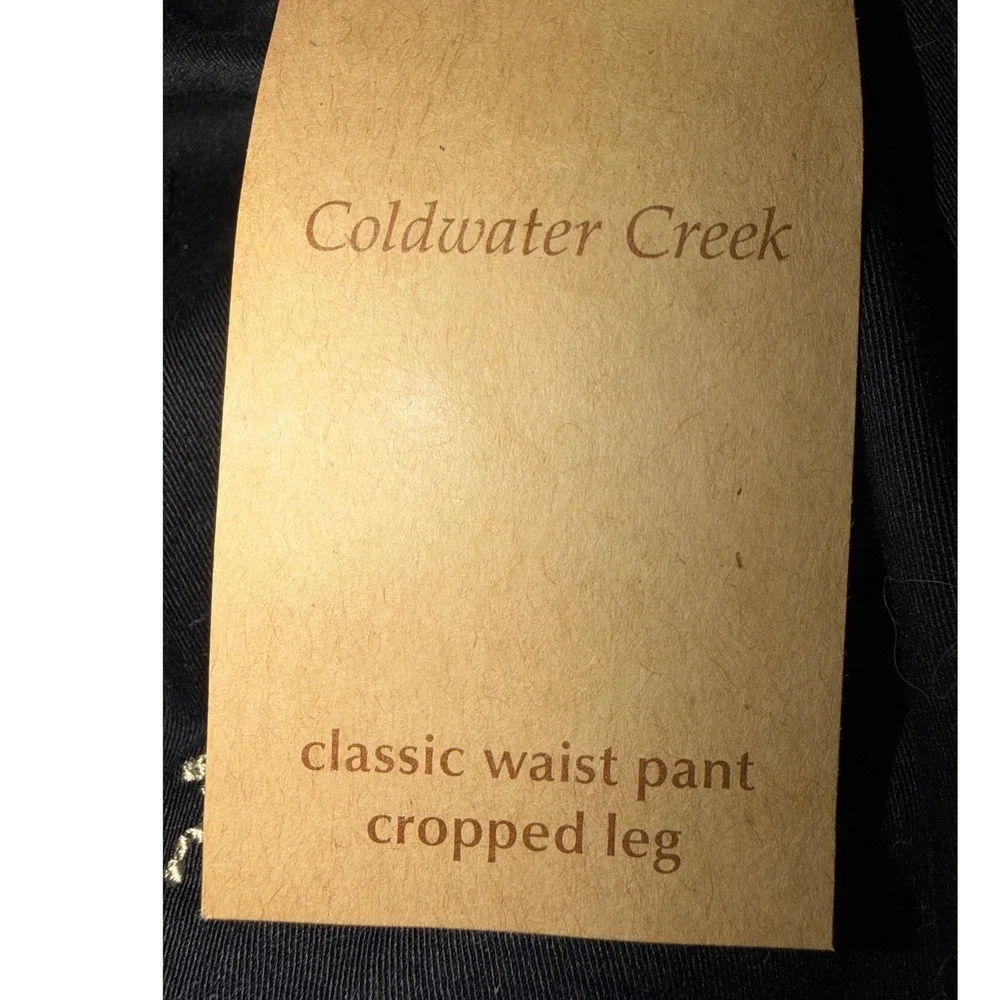 Coldwater Creek Embroidered Crop Pants Black W20 Classic Waist Cropped Leg‎